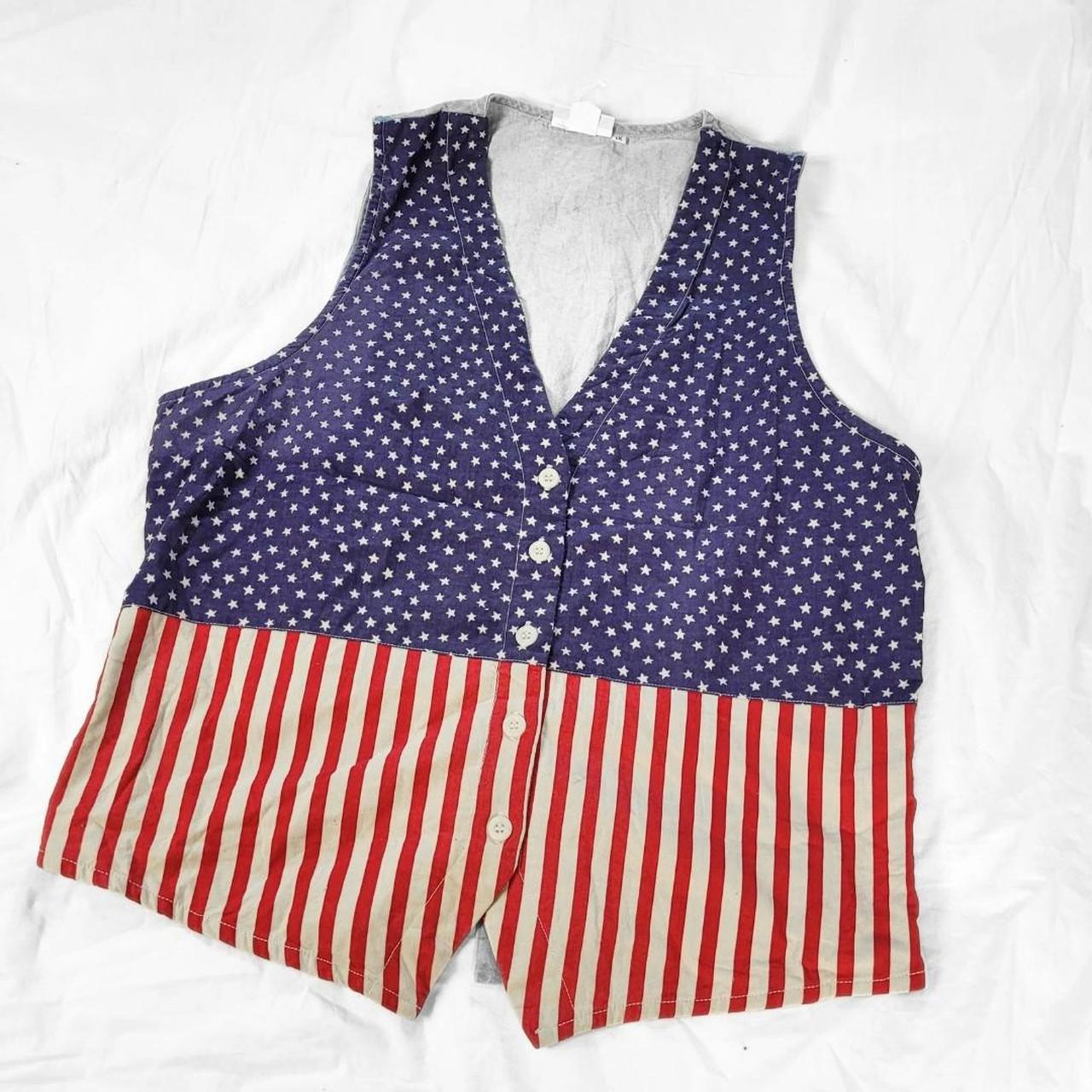 Vintage 90s American Flag Denim Waistcoat
