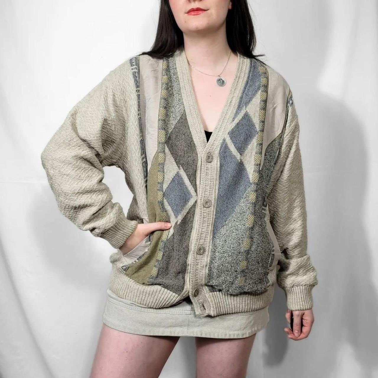 Vintage 90s Knit Cardigan With Grunge Style Pattern