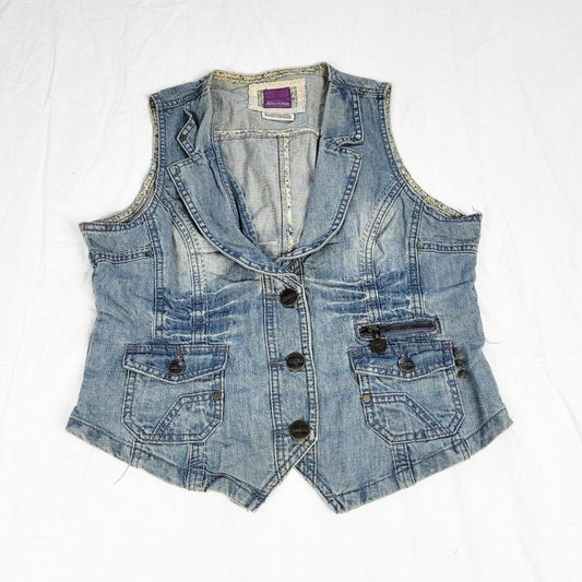Vintage 90s Light Blue Denim Waistcoat – Street One