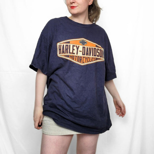 Vintage 90s Harley Davidson Navy Blue Graphic T Shirt