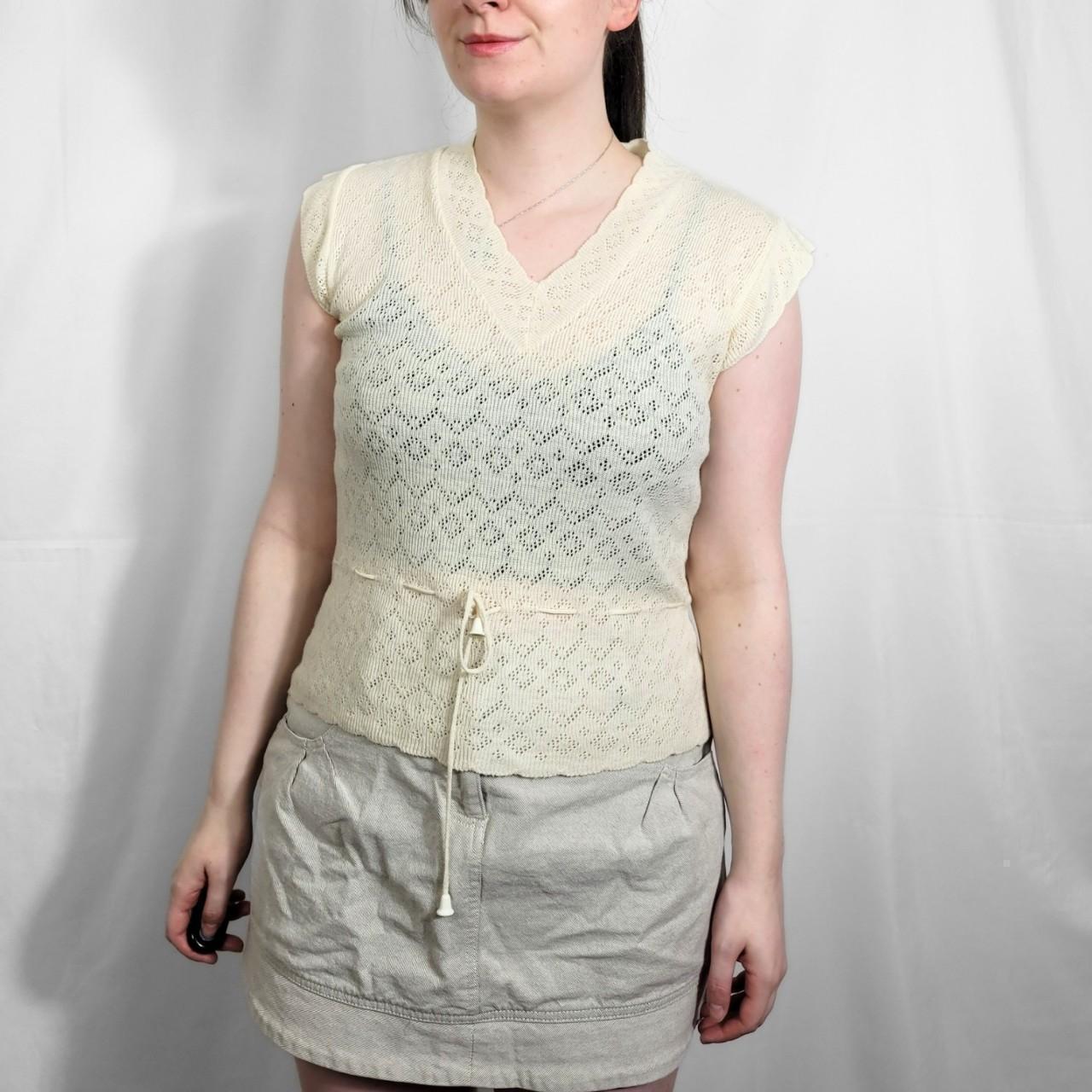 Vintage 70s Cream Knitted Sweater Vest