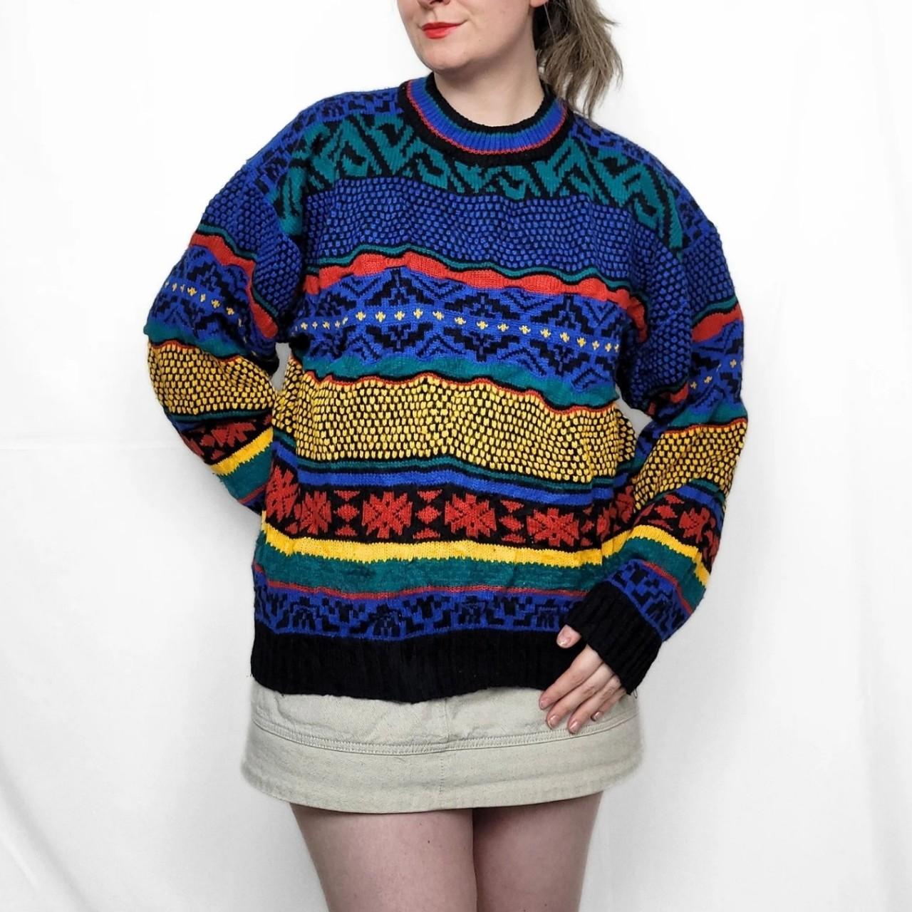 Vintage 90s Multi-coloured Funky Pattern Knitted Jumper