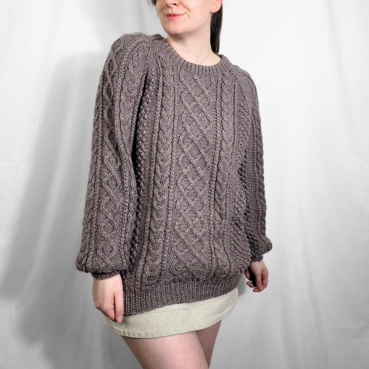 Vintage 90s Brown Cable Knit Handmade Jumper