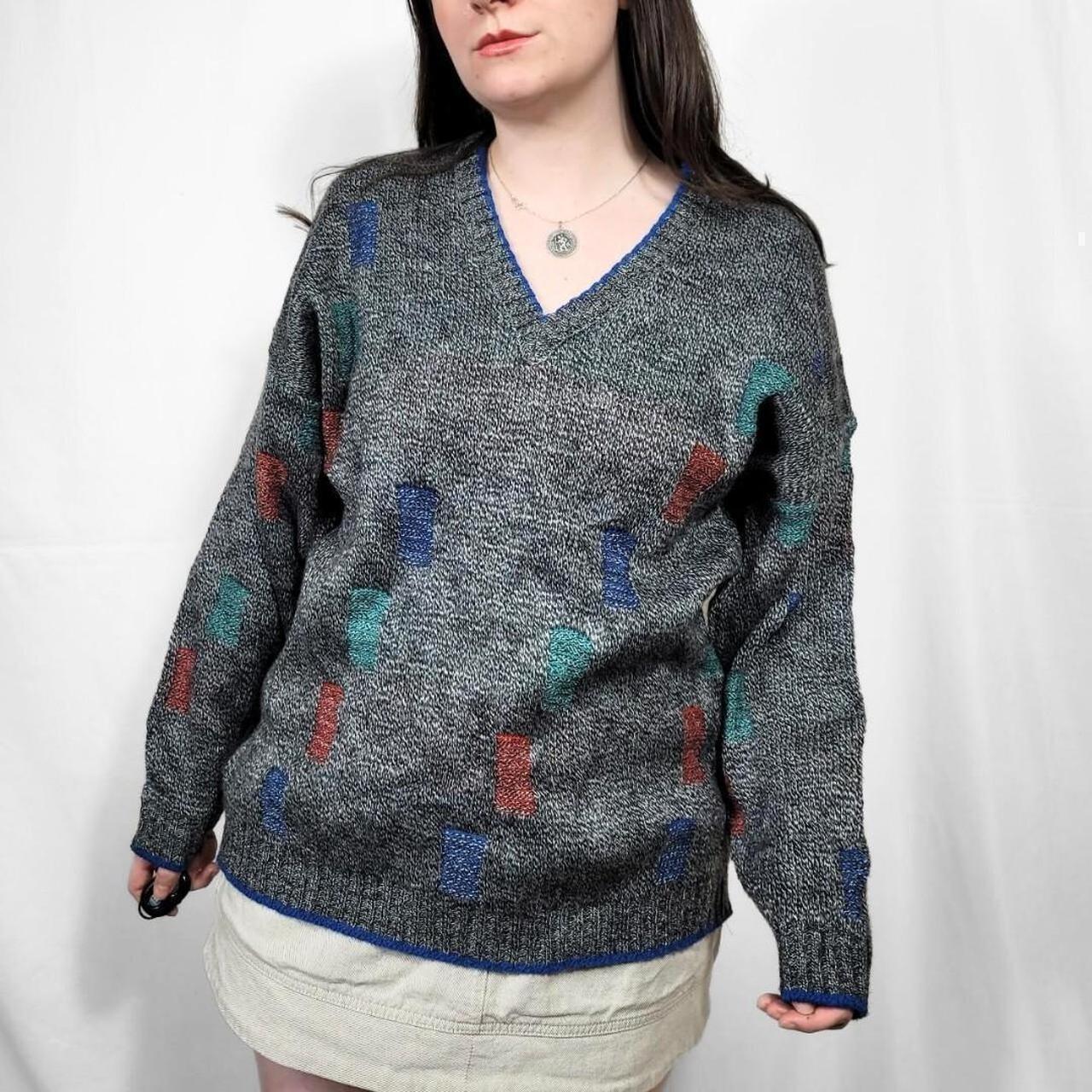 Vintage 80s St Michael Funky V-Neck Knit Jumper