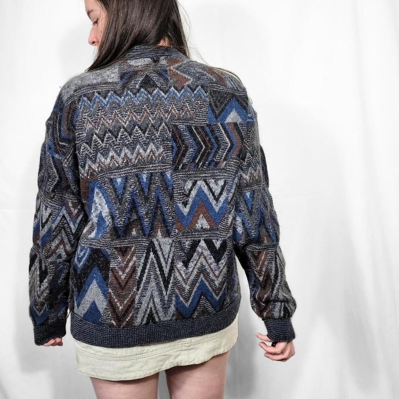 Vintage 80s Grunge Pattern Knitted Cardigan