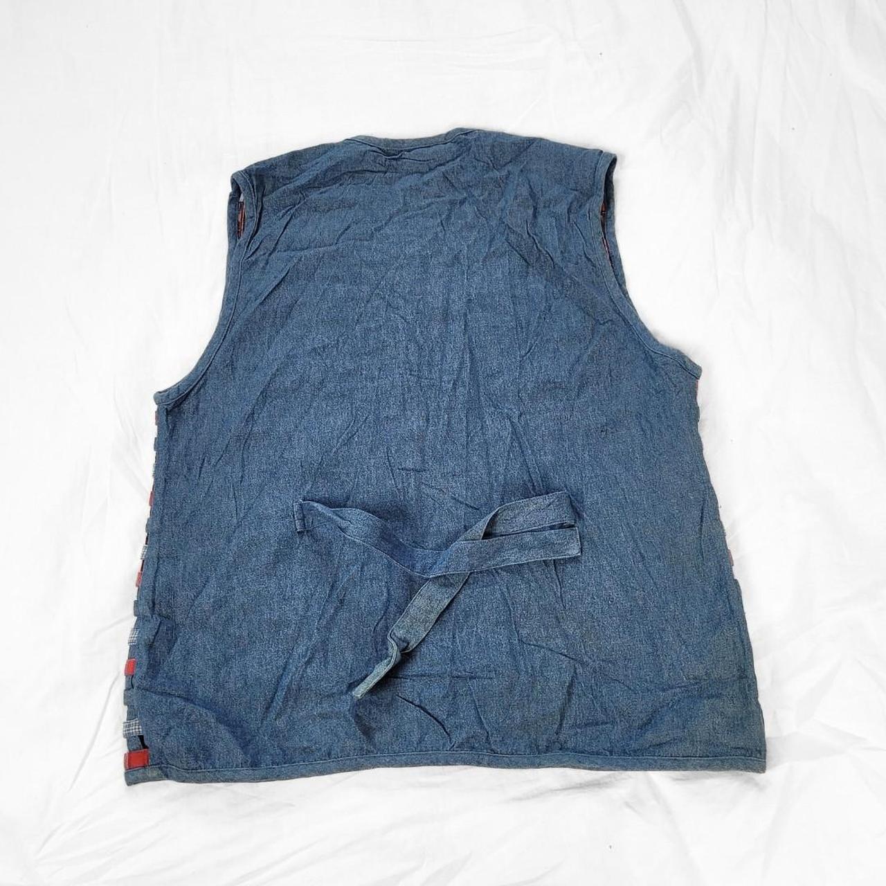 Vintage 90s Waffle Texture Denim Waistcoat