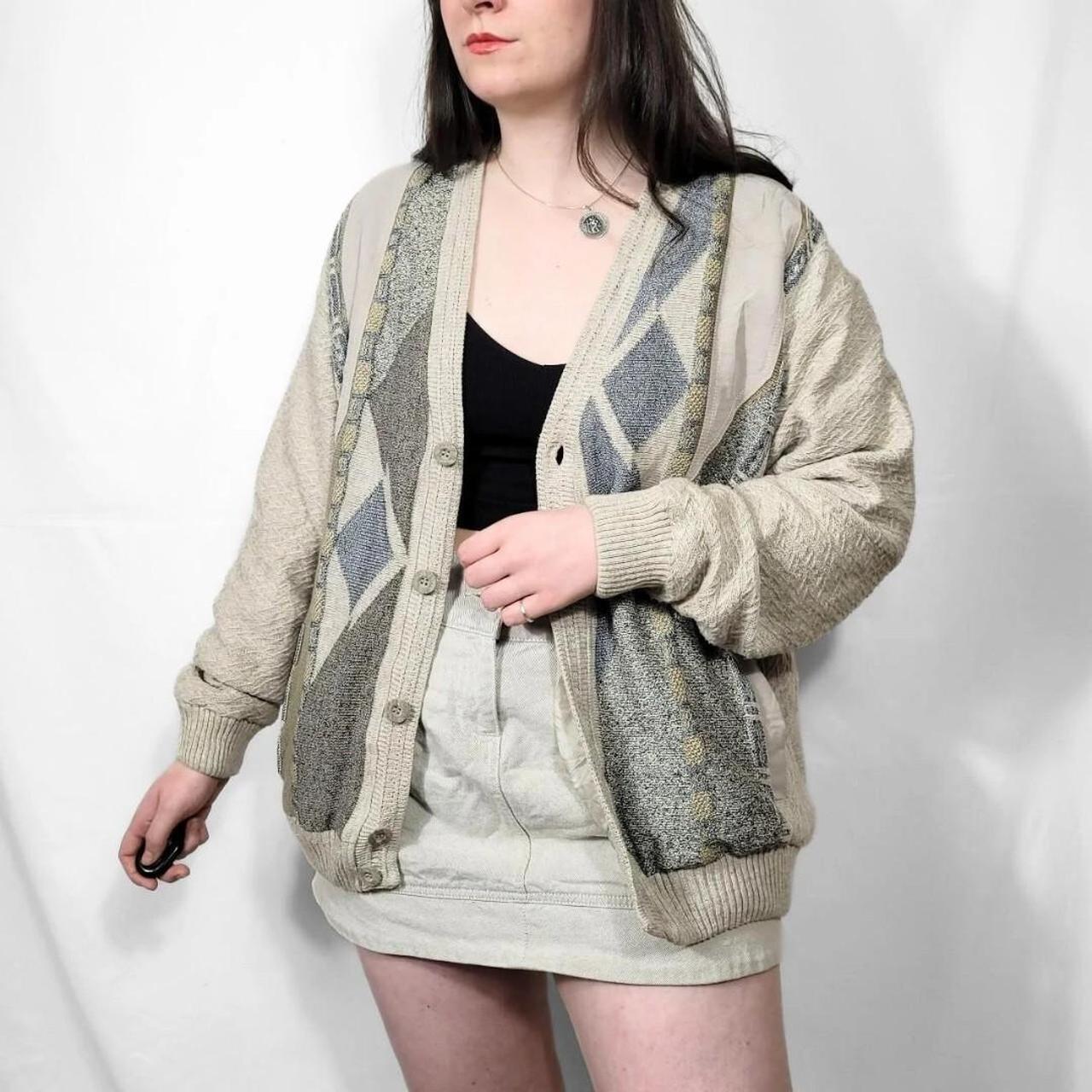 Vintage 90s Knit Cardigan With Grunge Style Pattern