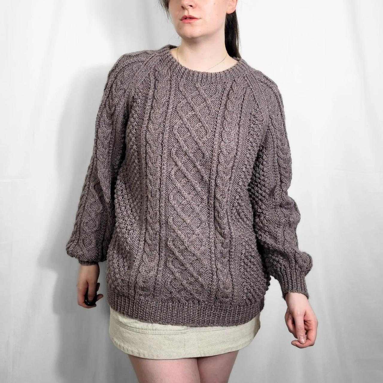 Vintage 90s Brown Cable Knit Handmade Jumper