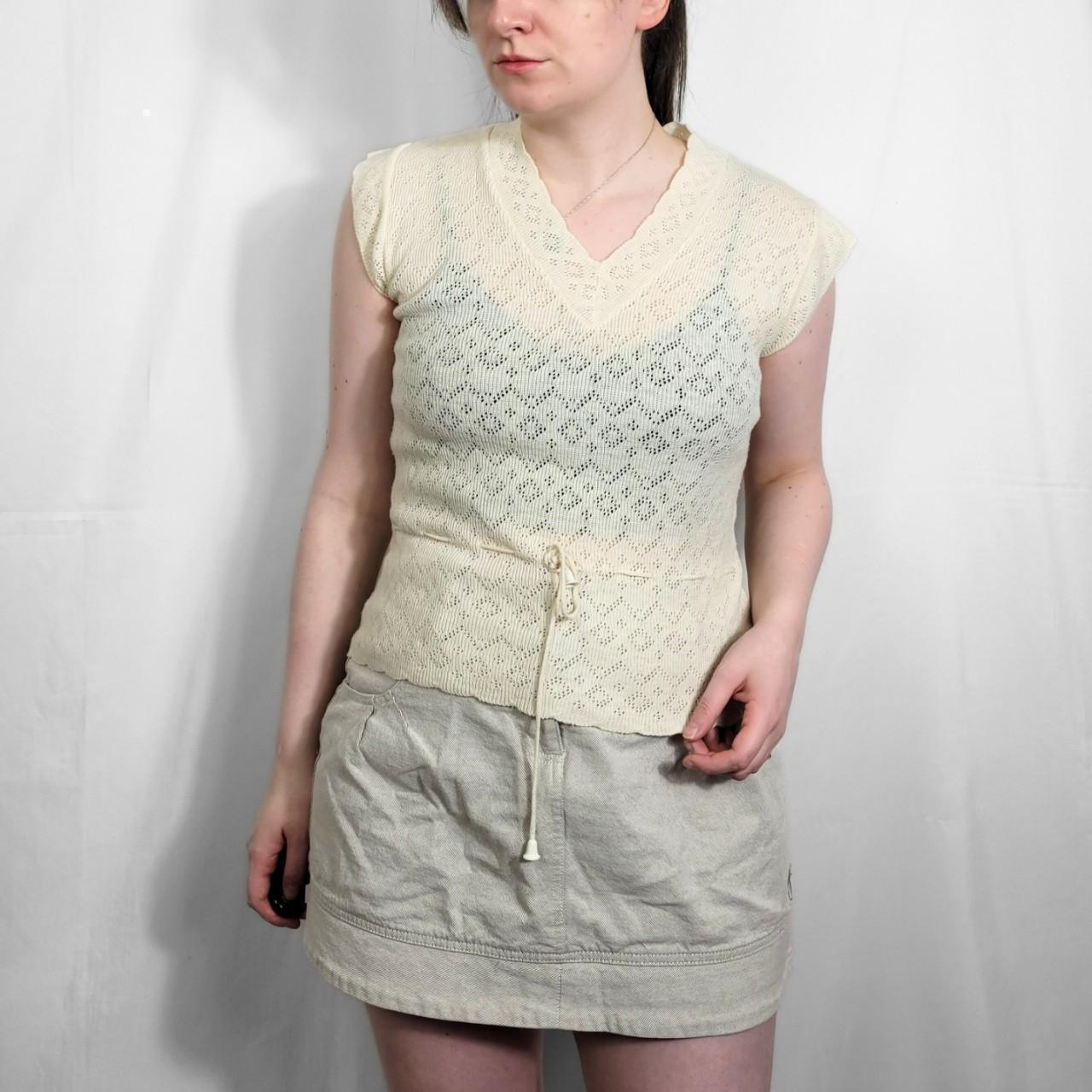 Vintage 70s Cream Knitted Sweater Vest