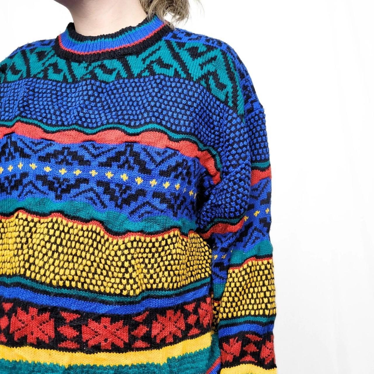 Vintage 90s Multi-coloured Funky Pattern Knitted Jumper