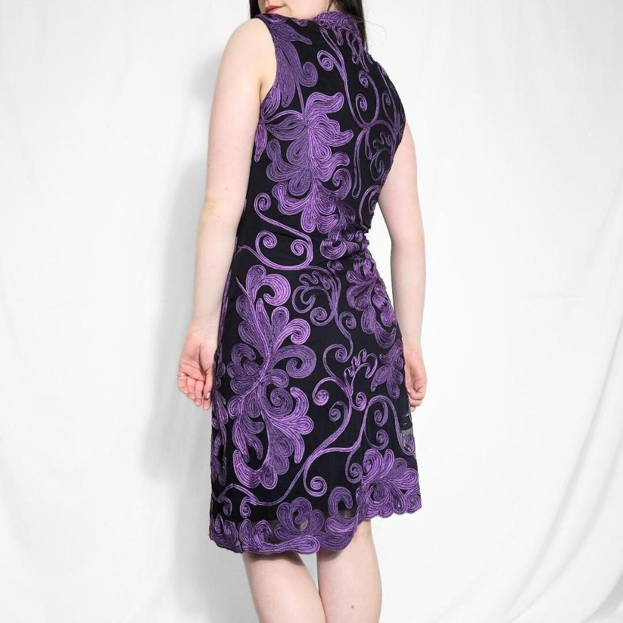 Y2K Purple Floral Mesh Midi Dress by Phase Eight