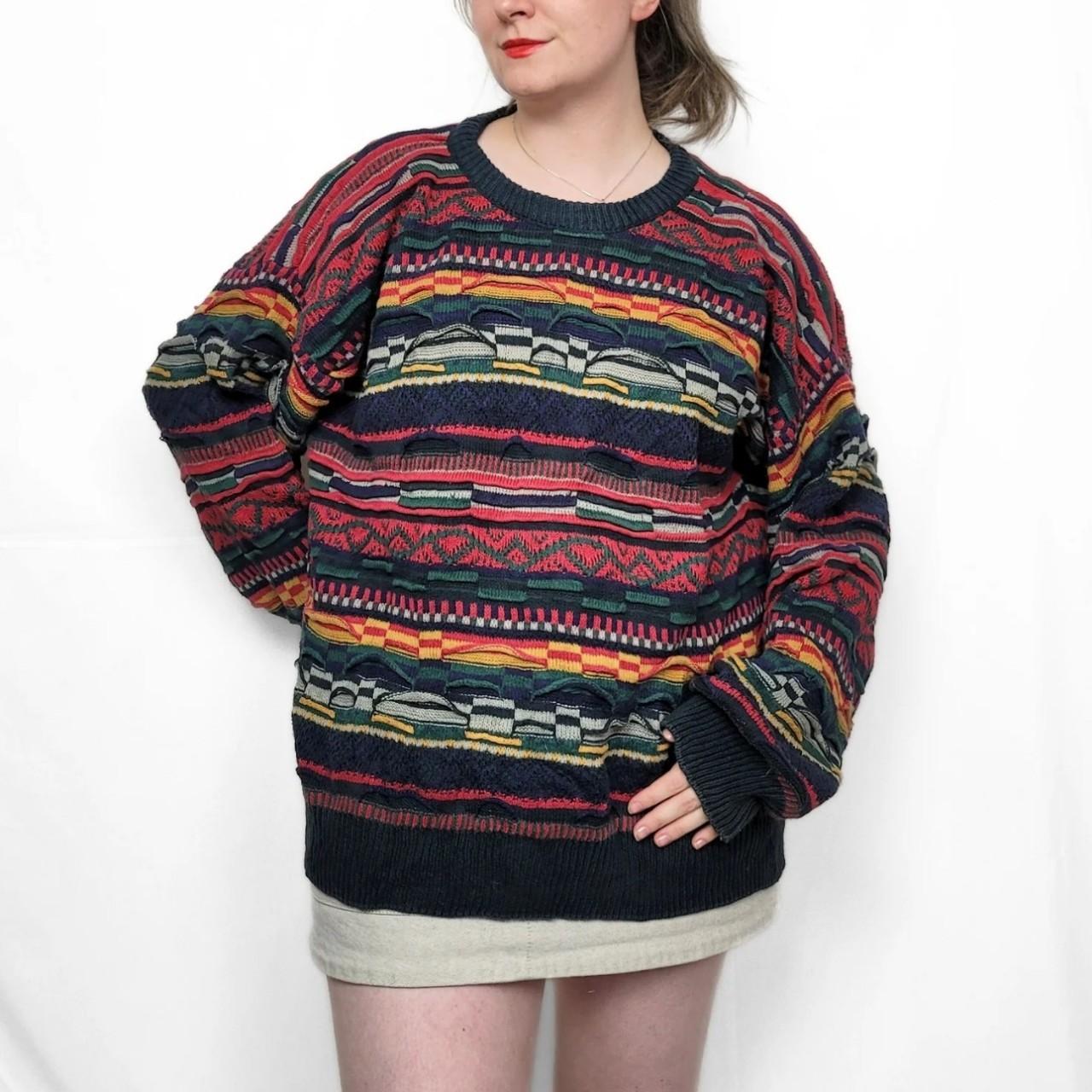 90s Vintage Multicolor Coogi Style Striped Knit Sweater