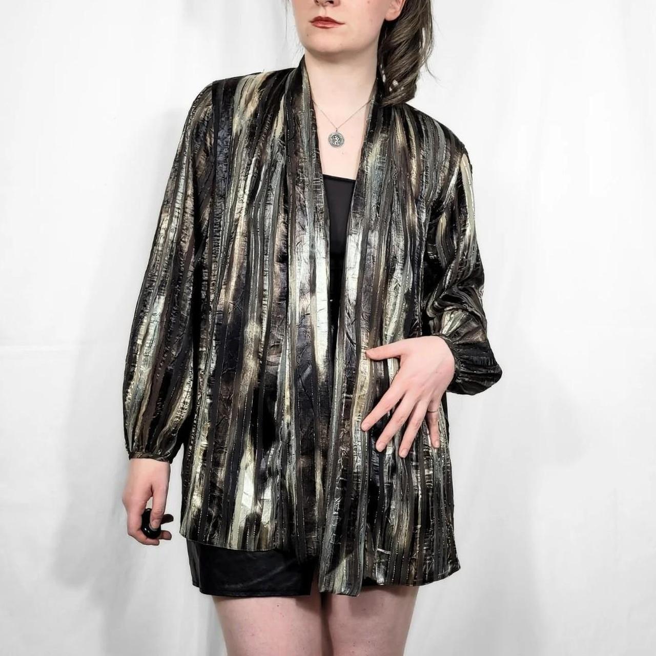 Vintage Y2K Brown Striped Bell Sleeve Jacket – Roman