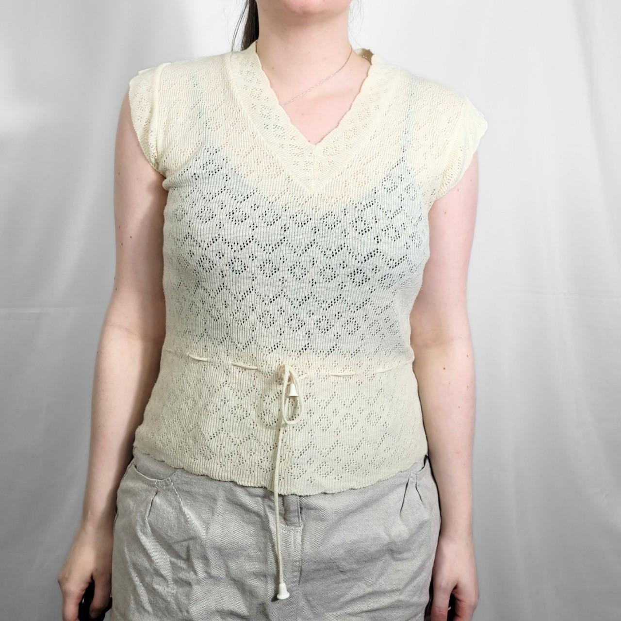 Vintage 70s Cream Knitted Sweater Vest