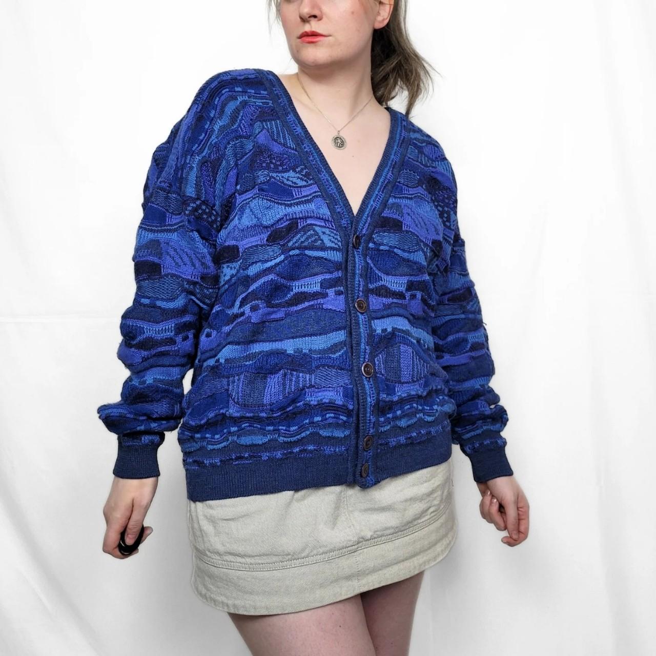 Vintage 90s Blue Coogi Style Knitted Cardigan
