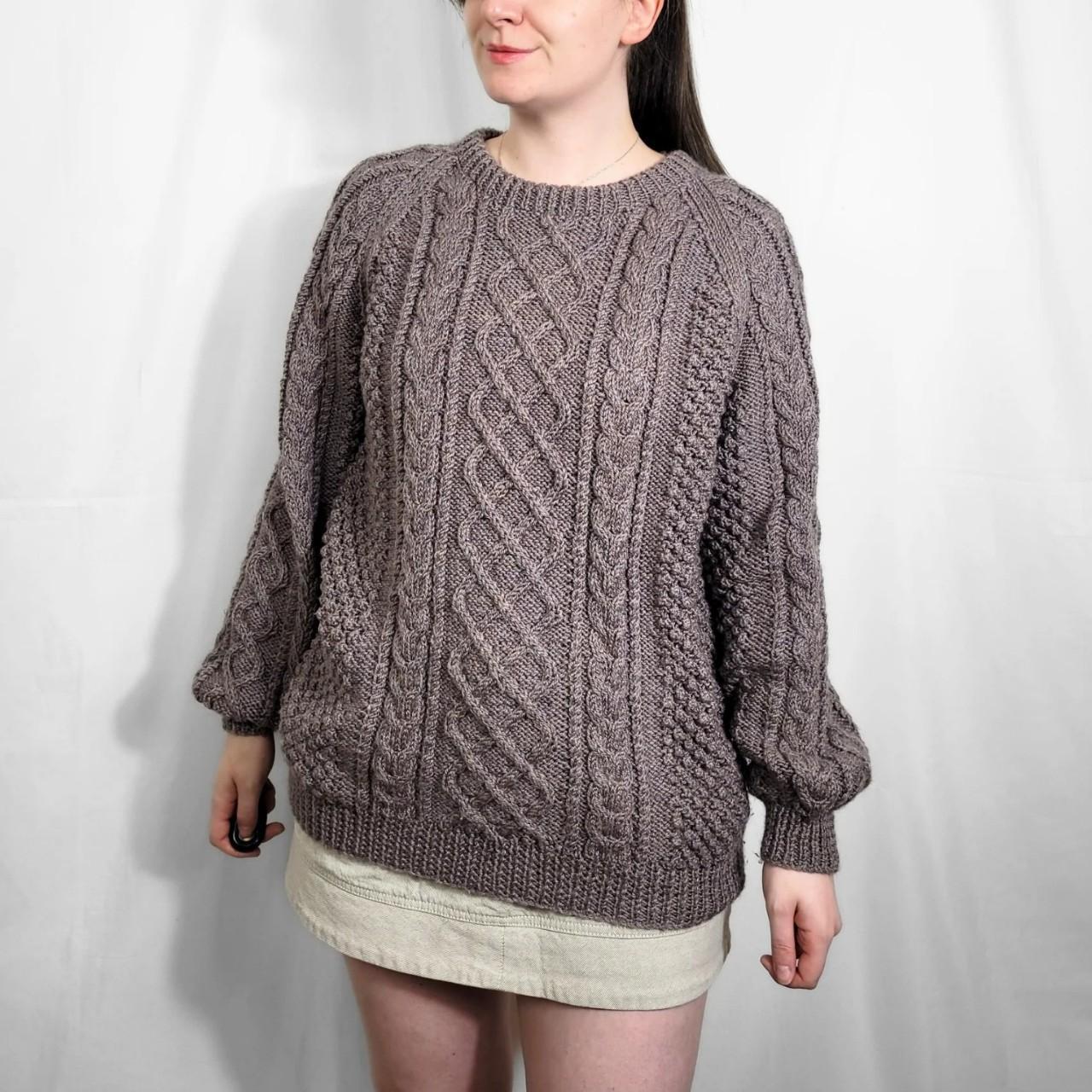 Vintage 90s Brown Cable Knit Handmade Jumper