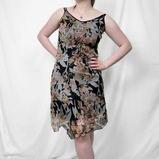 Y2K Sheer Floral Midi Dress – Fairy Whimsygoth Vibes