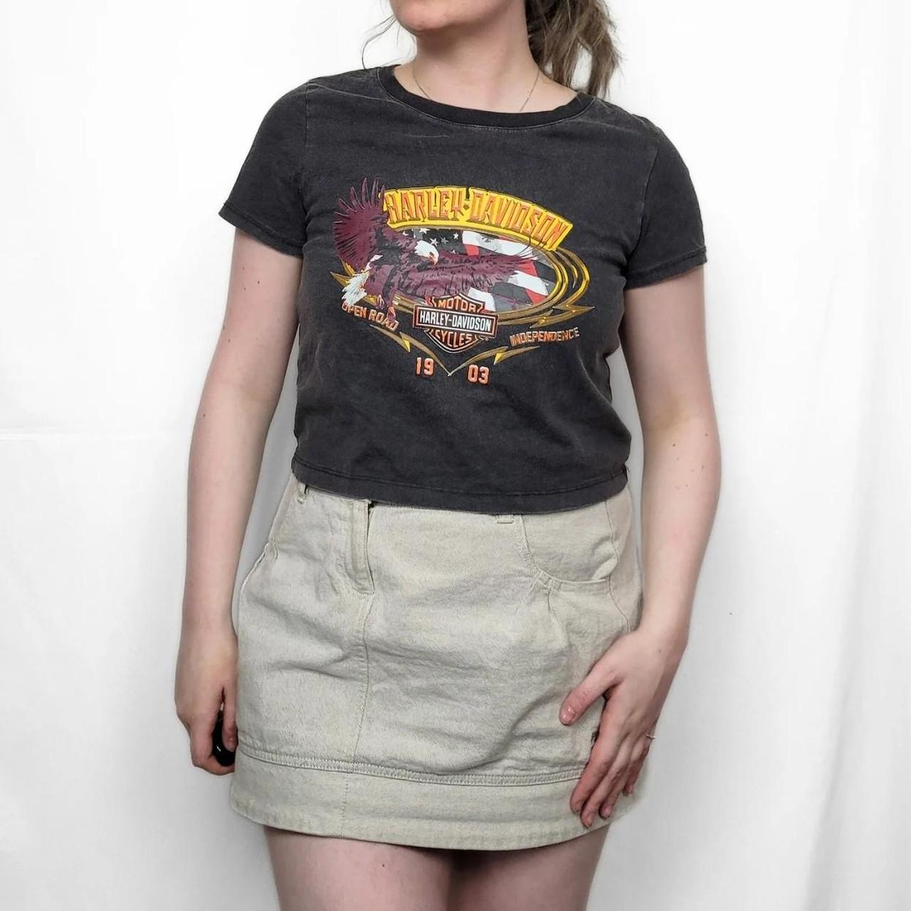 Vintage Y2K Harley Davidson Graphic Print Crop T-Shirt
