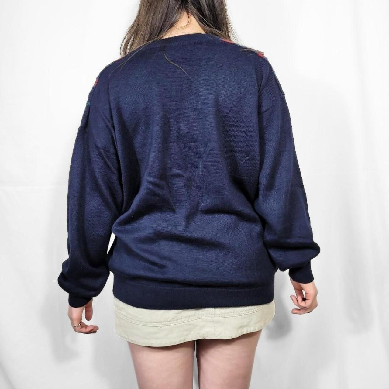 Vintage 90s Navy Striped V-Neck Jumper