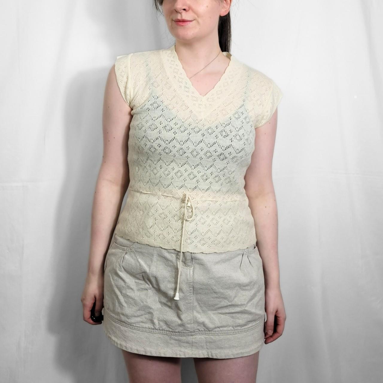 Vintage 70s Cream Knitted Sweater Vest