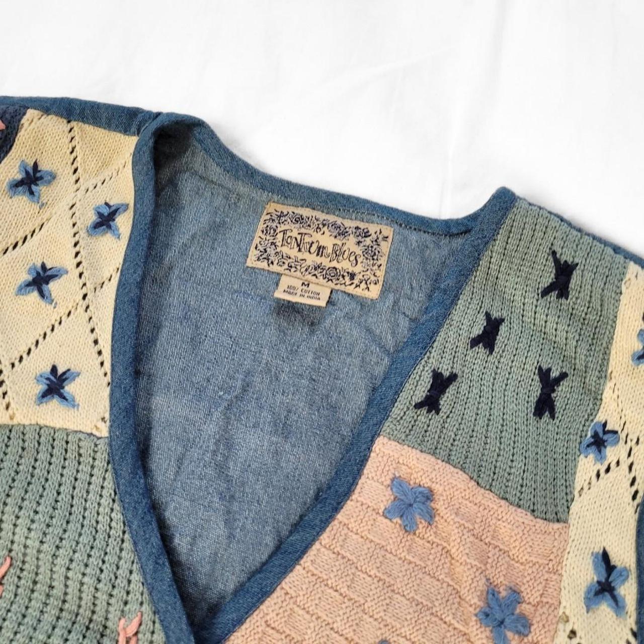 Vintage 90s Floral Patchwork Denim Waistcoat