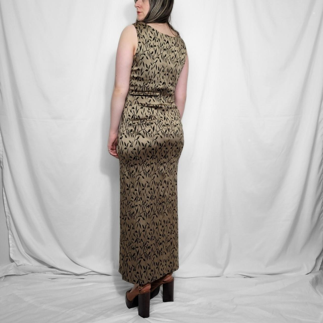 Vintage 90s Gold Floral Sleeveless Maxi Dress