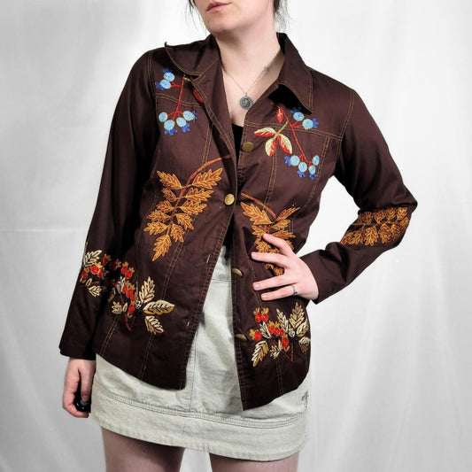 Vintage Y2K Brown Floral Embroidered Western Jacket