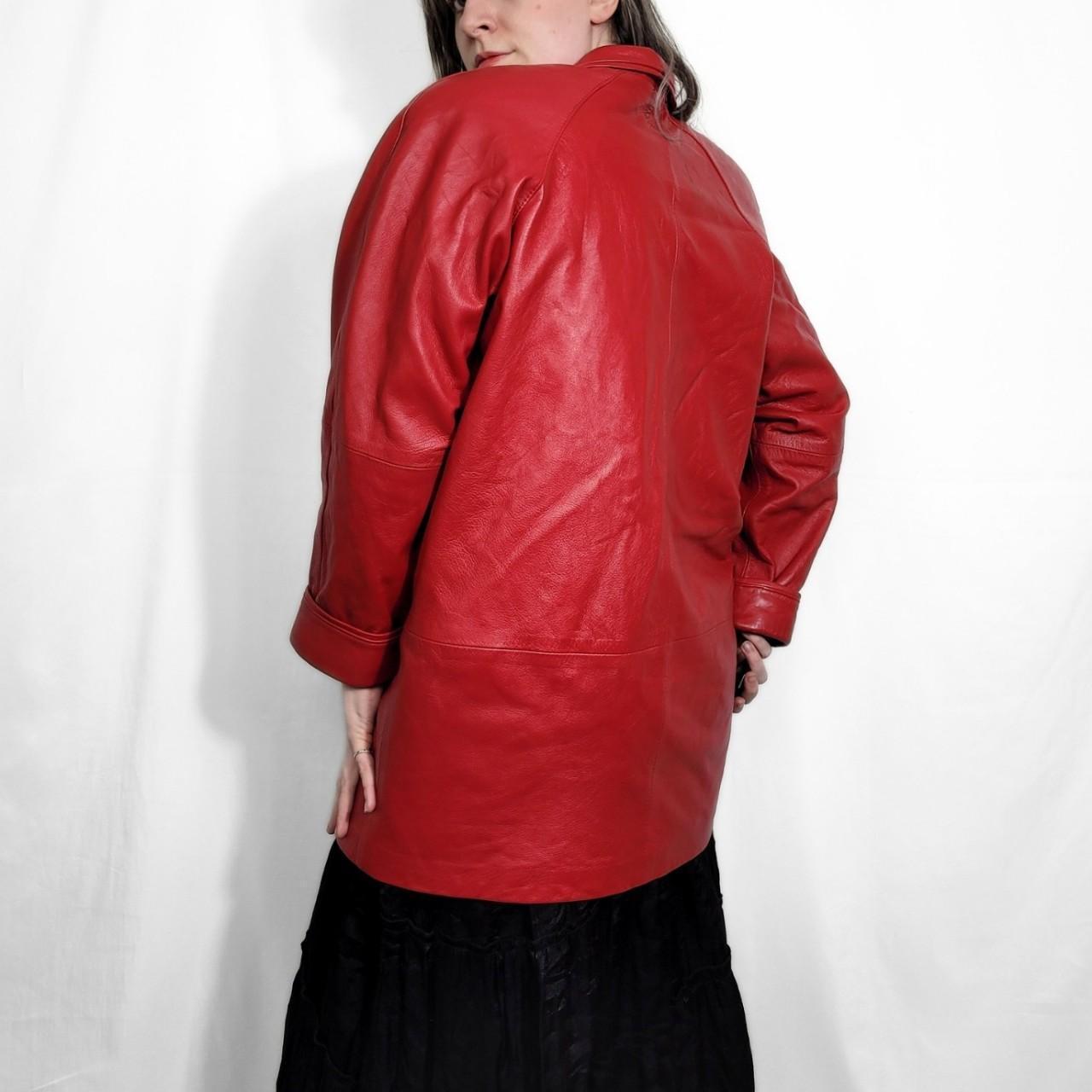 Vintage 80s Red Leather Blazer Jacket / Coat