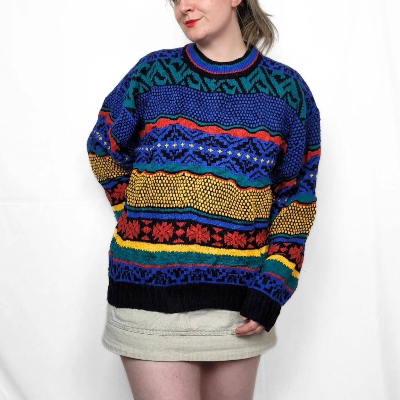 Vintage 90s Multi-coloured Funky Pattern Knitted Jumper