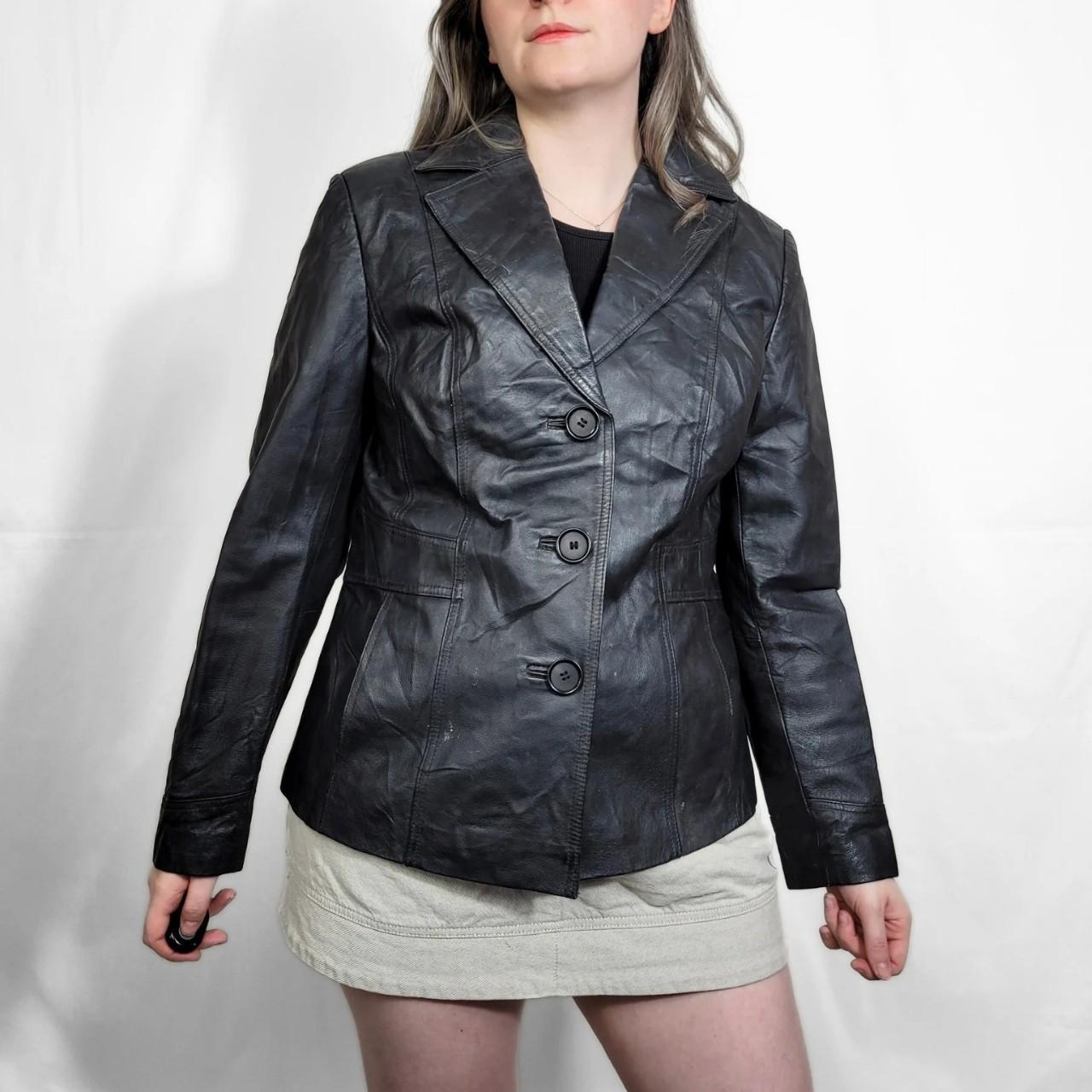 Vintage 90s Black Leather Blazer Jacket