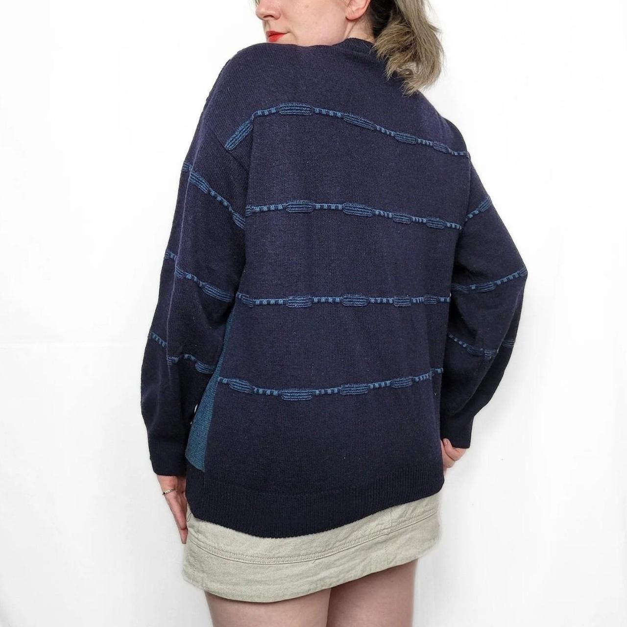 Vintage 90s Navy Blue Coogi Style Sweater With Geometric Pattern Knitwear