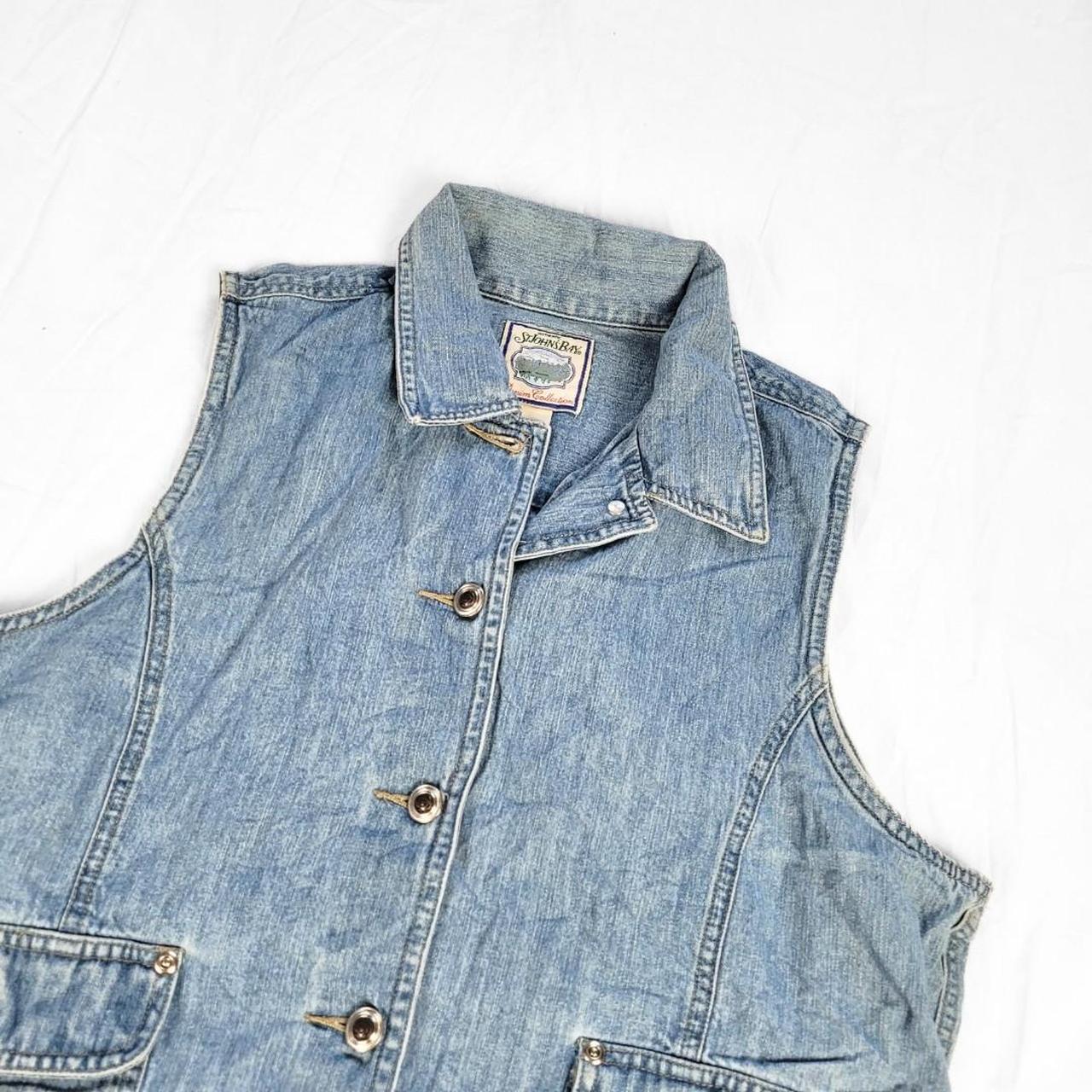 Vintage 90s Denim Waistcoat with Collar & Button-Down Front – Western Shirt Vibes