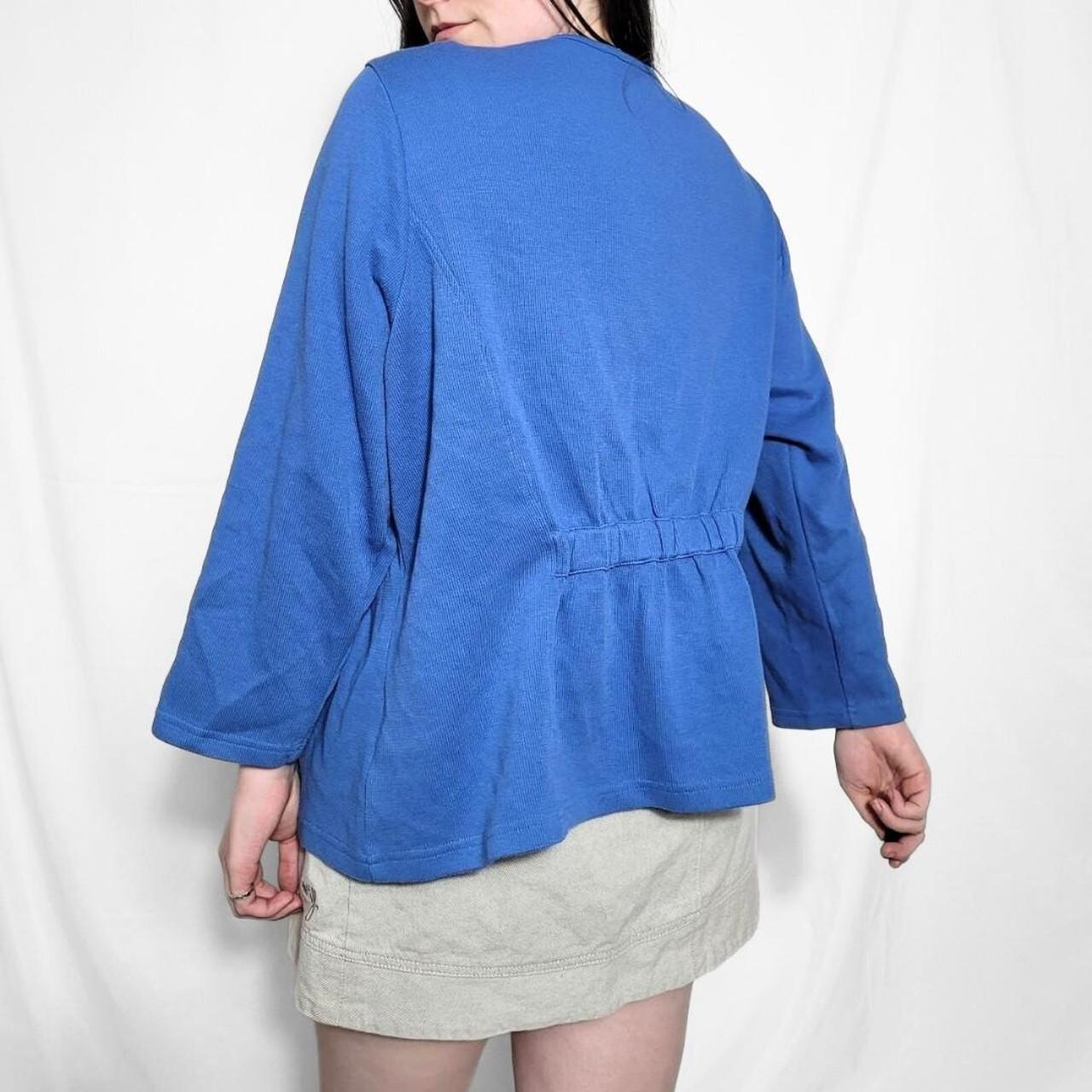 Vintage 90s Bob Mackie Blue Peacock Zip Up Knit Cardigan