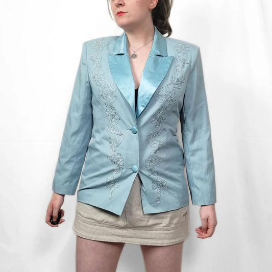 Vintage 90s Turquoise Funky Patterned Blazer – Together