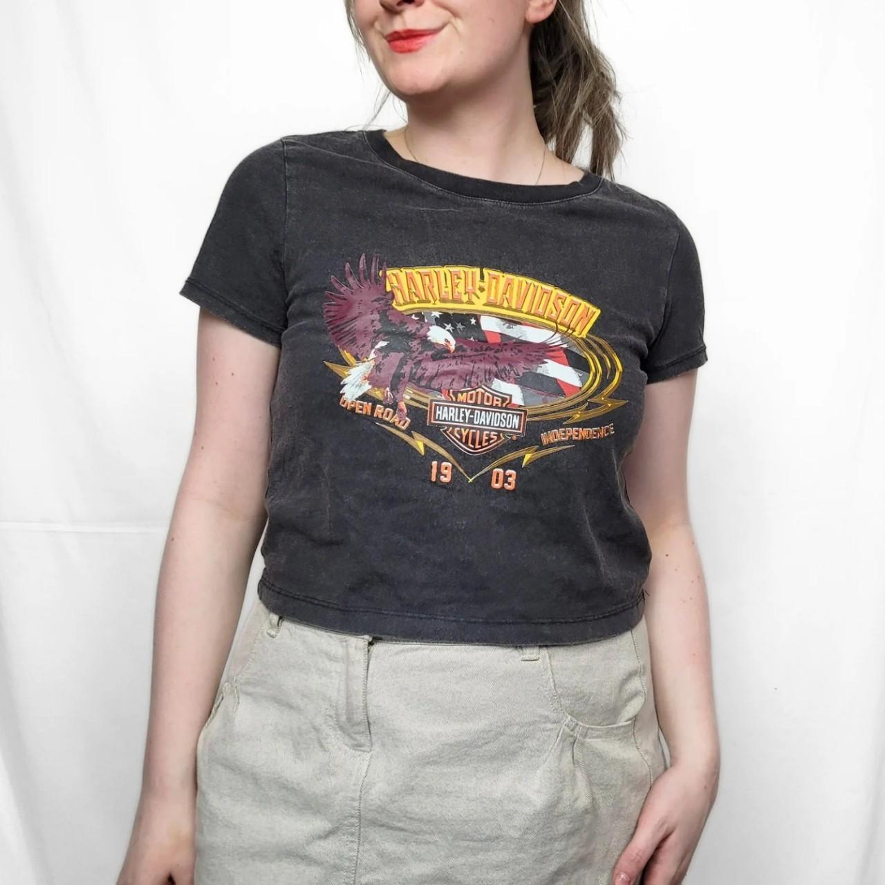 Vintage Y2K Harley Davidson Graphic Print Crop T-Shirt