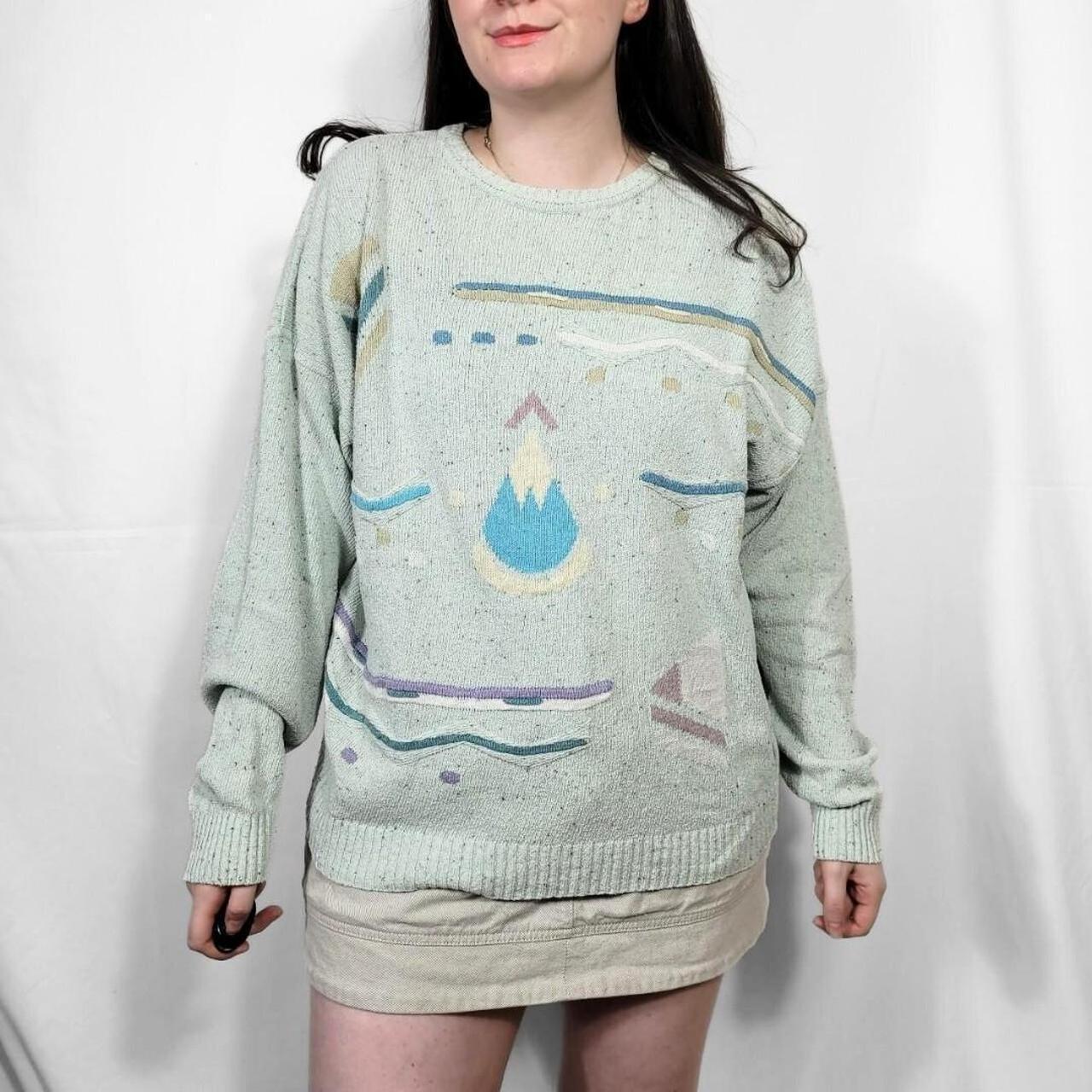Vintage 80s Multi-Coloured Funky Pattern Knit Jumper