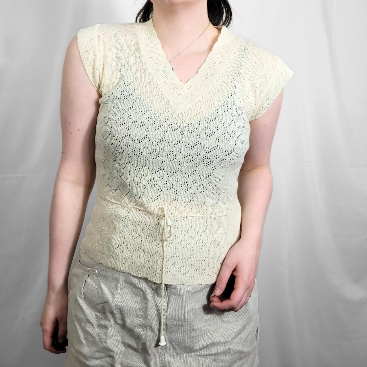 Vintage 70s Cream Knitted Sweater Vest