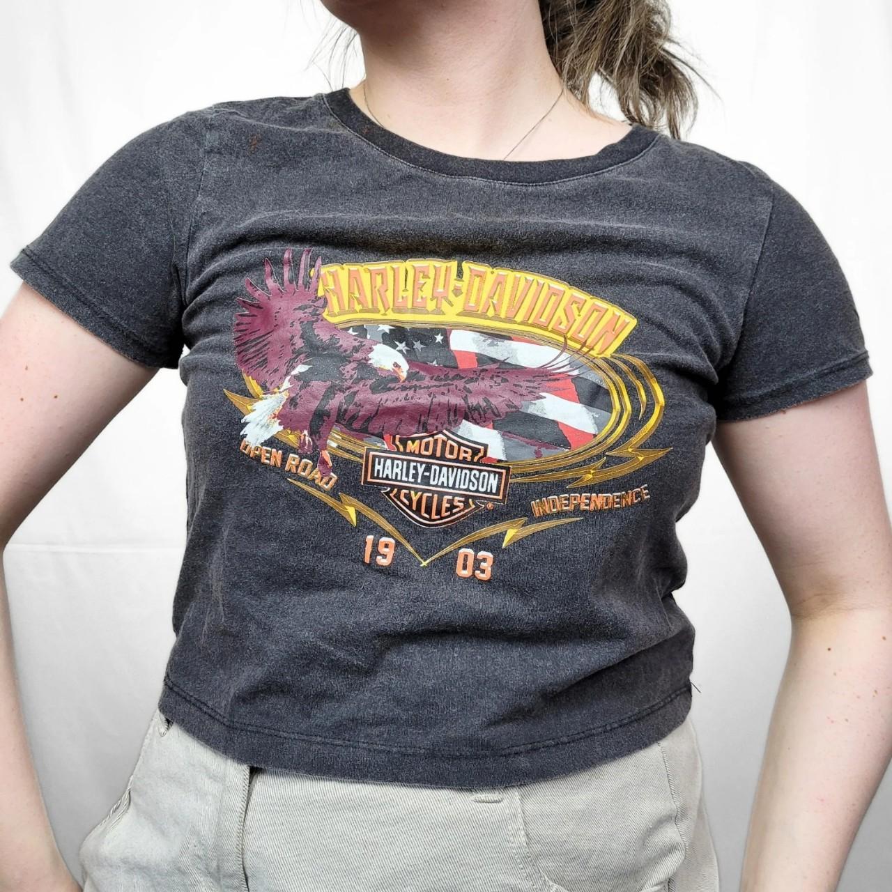 Vintage Y2K Harley Davidson Graphic Print Crop T-Shirt