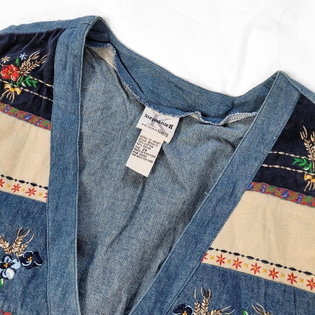 Vintage 90s Western Floral Embroidered Denim Waistcoat