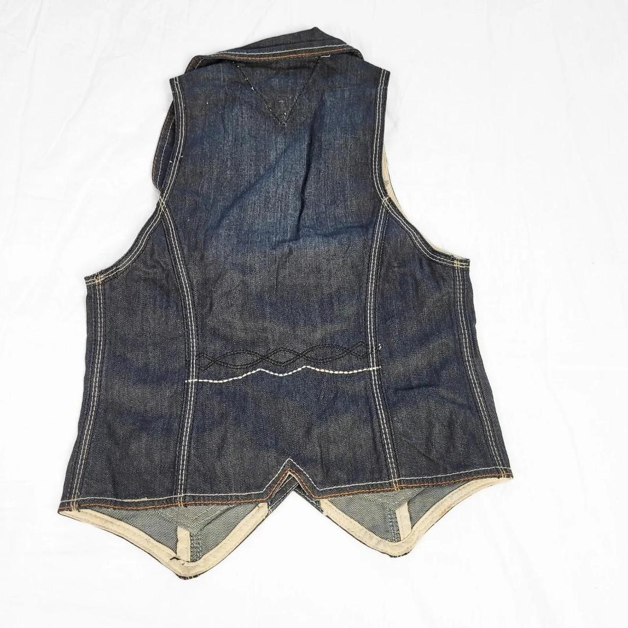 Vintage 90s Dark Navy Denim Waistcoat Vest – Denim & Cotton Mix