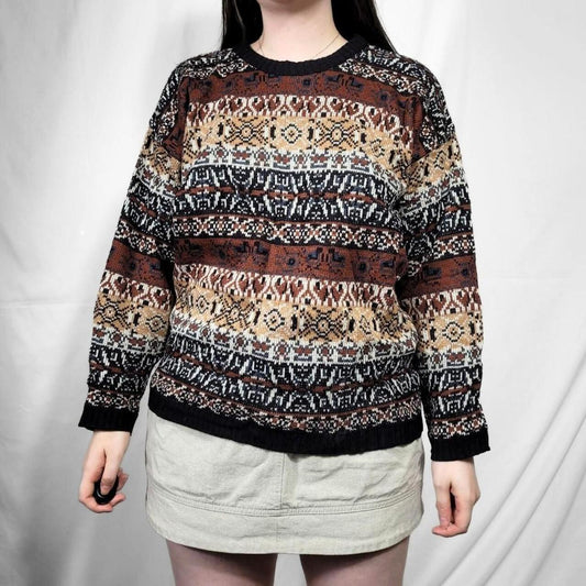Vintage 90s Multi-Coloured Abstract Knit Jumper