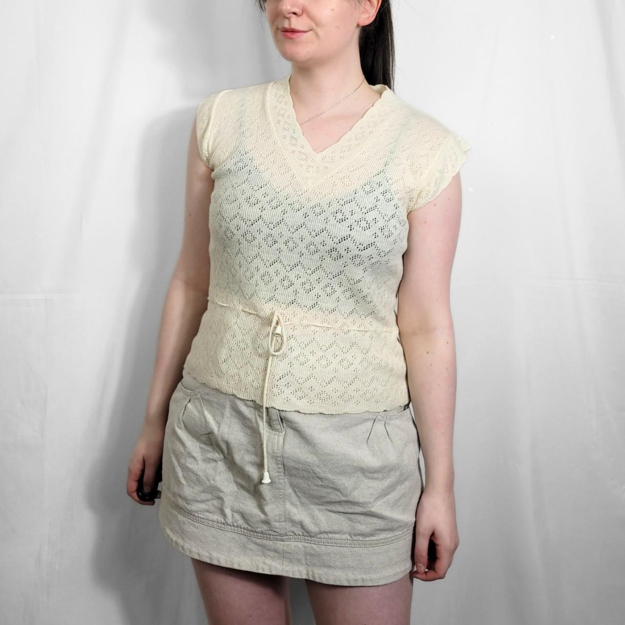 Vintage 70s Cream Knitted Sweater Vest