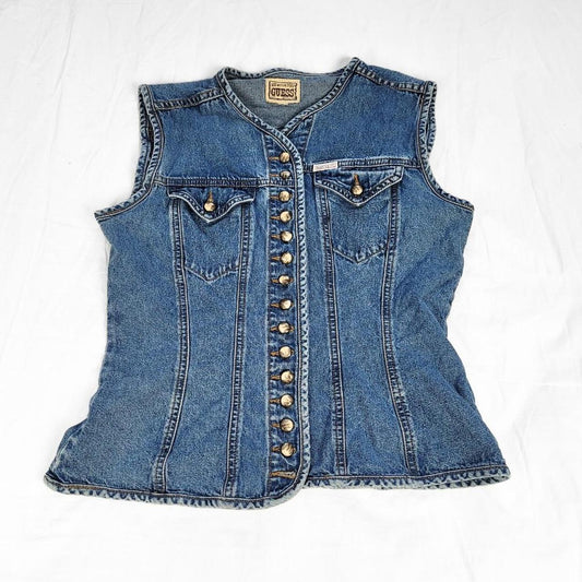 Vintage 90s Denim Waistcoat – Guess “New Western Spirit”