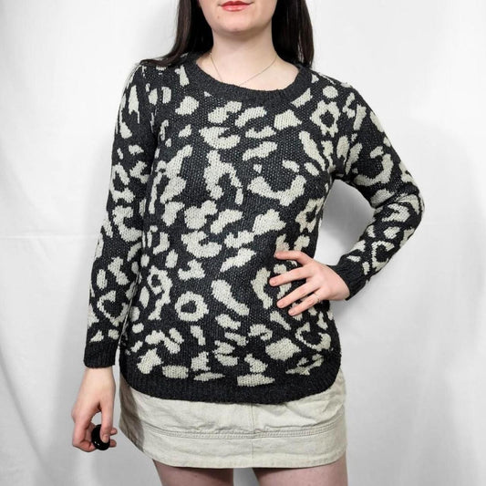 Y2K Leopard Print Knit Jumper
