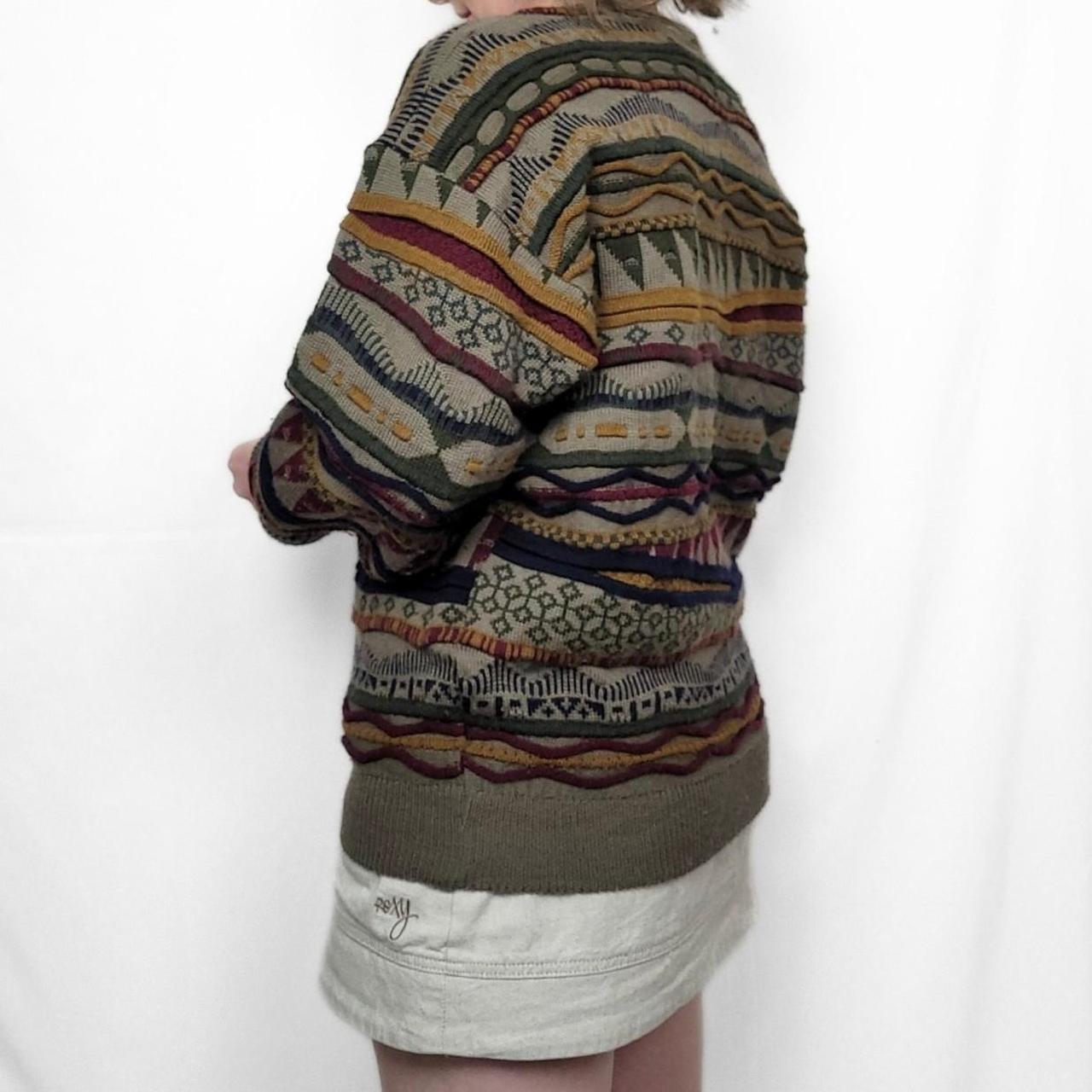 Vintage 90s Coogi Style Grunge Pattern Wool Knit Jumper