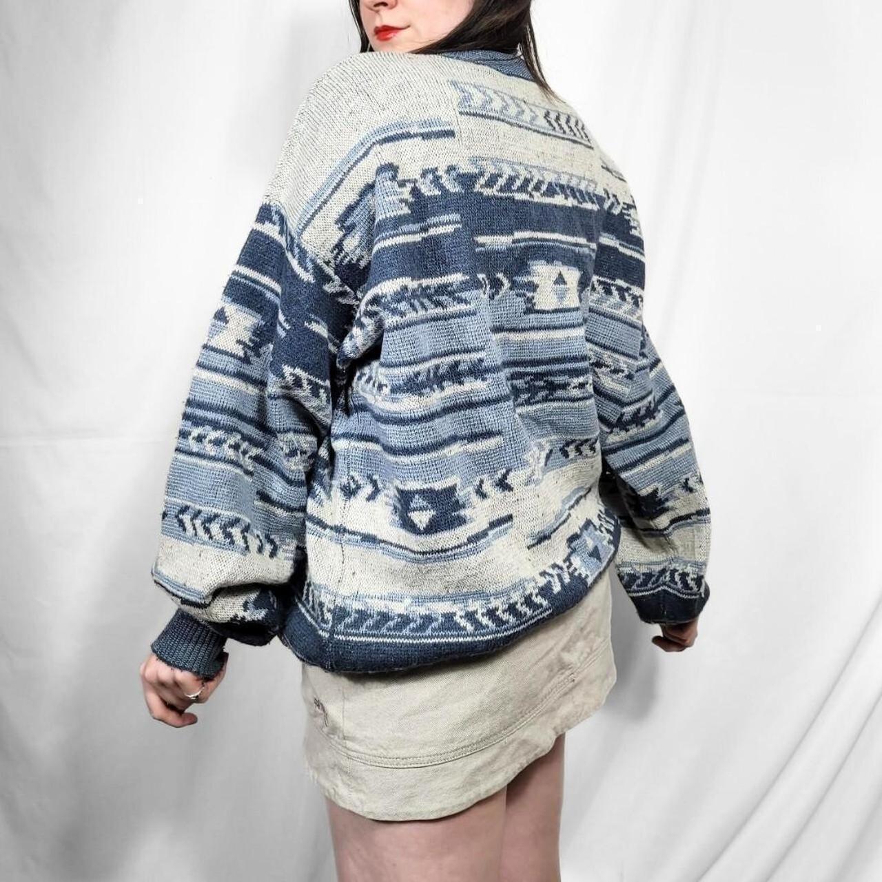 Vintage 90s Blue Aztec Pattern Knitted Jumper