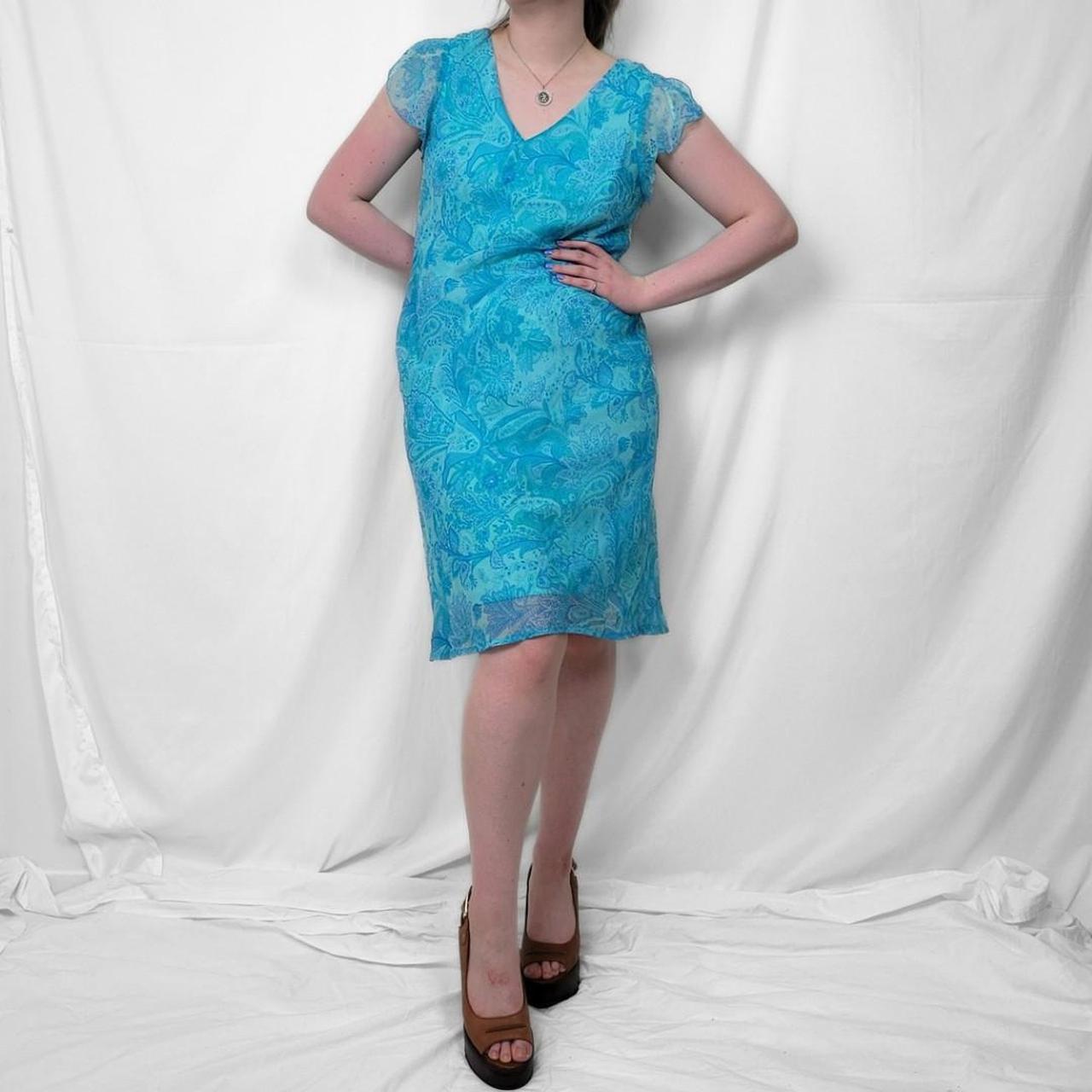 Vintage Y2K Blue Paisley Sheer Midi Dress – Whimsygoth Fairy Vibes