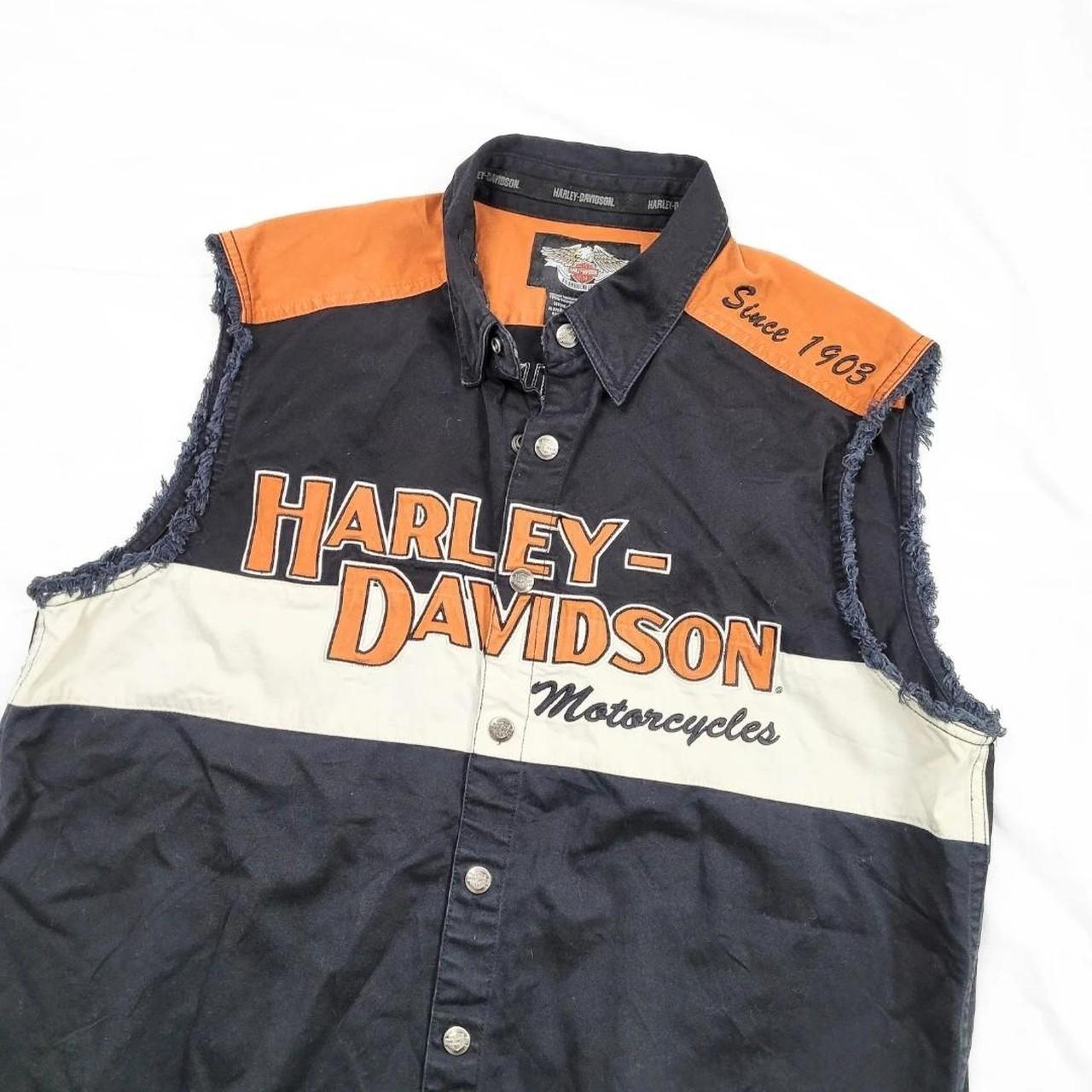 Harley Davidson Black & Orange Streetwear Vest | Size L | Biker Chic Vibes