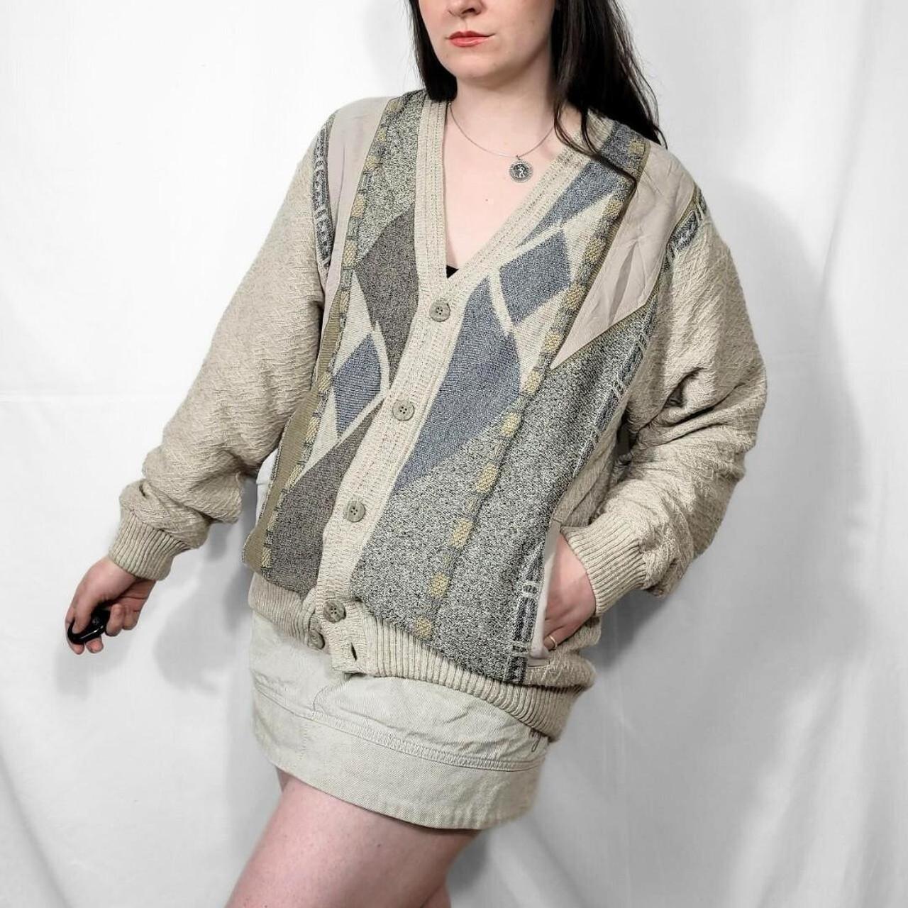 Vintage 90s Knit Cardigan With Grunge Style Pattern