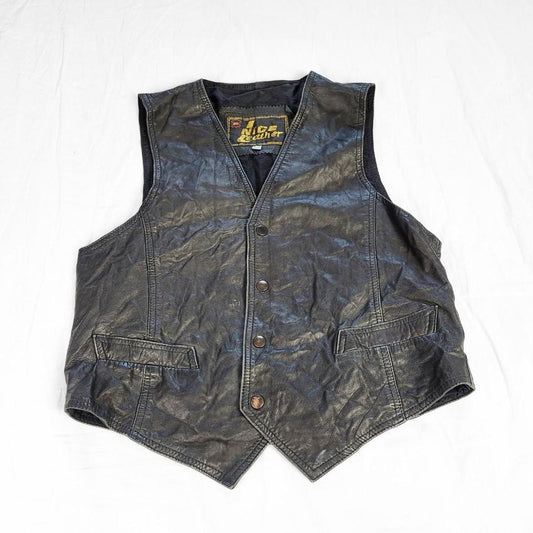 Vintage 90s Black Leather Western Waistcoat – Bikercore Edge